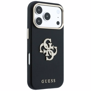 Guess Smooth & Big Strass Logo -suojakuori iPhone 18 Pro / 17 Pro – musta