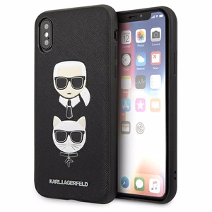 Karl Lagerfeld Saffiano Karl&Choupette Head suojakuori iPhone XS Max:lle - musta
