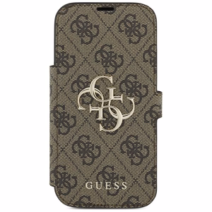 Guess Book 4G Metal Logo -lompakkokotelo iPhone 18 Pro / 17 Pro -malleille, ruskea