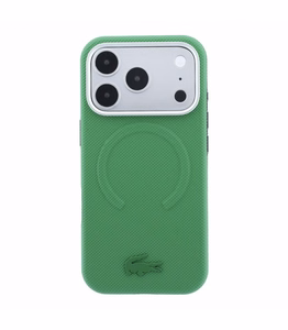Case Lacoste PVC Petit Pique Semi Wrap Embossed MagSafe Apple iPhone 18 Pro Max green
