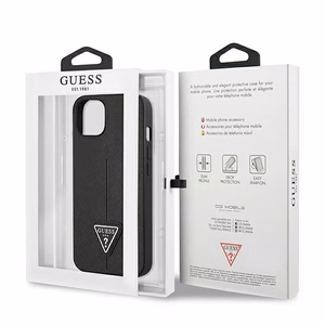 Guess GUHCP13SPSATLK iPhone 13 mini 5,4 "musta / musta kovakotelo SaffianoTriangle Logo