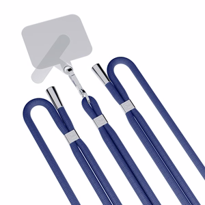 3mk EasyClip puhelimen kaulahihna, tummansininen (hopeanväriset osat)
