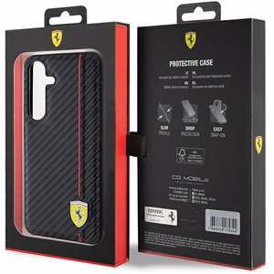 Ferrari Carbon Printed Line suojakuori Samsung Galaxy S24+:lle - musta