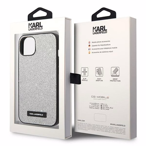Karl Lagerfeld KLHCP14MG2ELS iPhone 14 Plus 6.7 "kovakotelo hopea / hopea Glitter Plaque Logo
