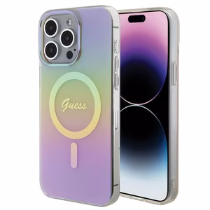 Guess IML Iridescent MagSafe Suojakuori iPhone 15 Pro:lle - vaaleanpunainen