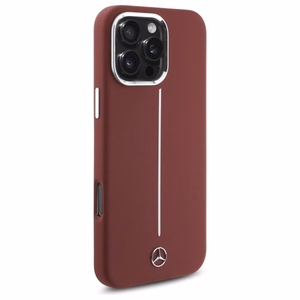 Mercedes Silikoninen White Stripe MagSafe suojakuori iPhone 16 Pro Max:lle - punainen