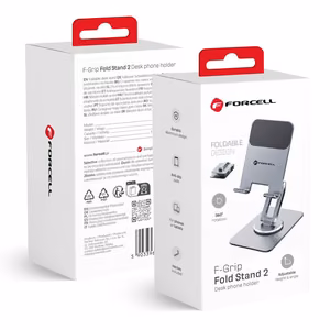 Pöytäteline puhelimelle ja tabletille taitettava Forcell F-Grip Fold Stand 2 360 harmaa