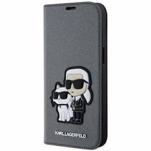 Karl Lagerfeld KLBKP14SSANKCPG iPhone 14 6.1 kirjakuori hopeinen/hopeinen Saffiano Karl & Choupette