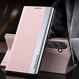 Sleep Case Pro Samsung Galaxy S25+ Suojakuori läpällä ja jalustalla - Vaaleanpunainen