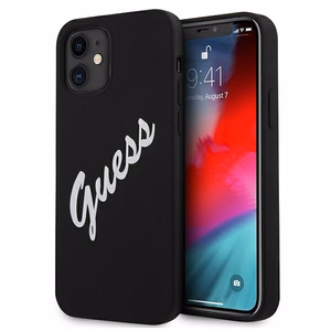 Guess GUHCP12SLSVSBW iPhone 12 mini 5.4" musta ja valkoinen kovakotelo Silikoni Vintage