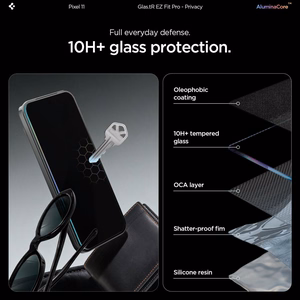Spigen Glas.tR EZ Fit Pro HD 2 kpl yksityisyyttä suojaavia karkaistuja laseja Google Pixel 10 / 11 -malleille