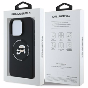Karl Lagerfeld KLHMP16XSKCHTCK iPhone 16 Pro Max 6.9 musta/musta kovakuori Silikoninen Karl&Choupette Heads MagSafe