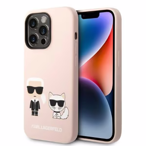 Karl Lagerfeld KLHMP14XSSKCI iPhone 14 Pro Max 6.7 vaalea vaaleanpunainen/vaalea vaaleanpunainen kova suojakuori Silicone Karl & Choupette MagSafe