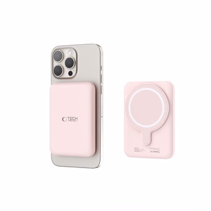 Tech-Protect LifeMag PB10 Powerbank MagSafe 5000mAh 15W USB-C-portilla - vaaleanpunainen + USB-C-kaapeli