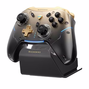 Machenike G5Pro Flagship Wireless Game Controller with Gyro Charging Station and Button Mapping - Black and Gold