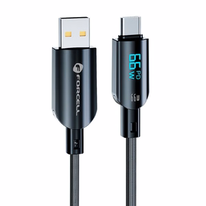 Kaapeli USB A - USB C Forcell F-Energy QC4.0 PD 3A 66W Digital 1,2 m C272 musta