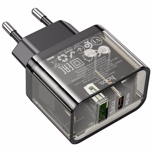 Puhelinlaturi Hoco USB A + USB C QC3.0 PD 3A 20W N34 läpinäkyvä