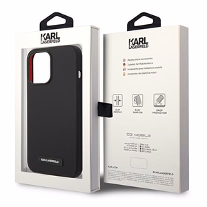 Karl Lagerfeld KLHMP14LSLMP1K iPhone 14 Pro 6,1" kovakotelo musta / musta Silicone Plaque Magsafe