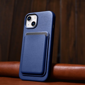iCarer Case Nahkakotelo iPhone 14 Plus -puhelimelle aito nahkakotelo sininen (yhteensopiva MagSafe)