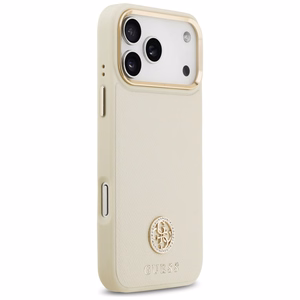 Guess Grained Strass Logo MagSafe -suojakuori iPhone 17 Pro Max - beige