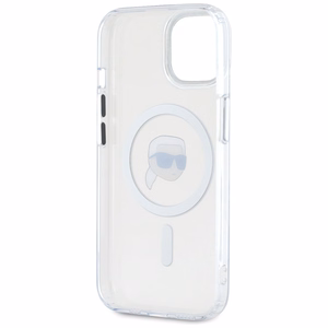 Karl Lagerfeld IML Metal Karl Head MagSafe Case for iPhone 15 Plus White