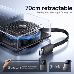 Joyroom JR-PR1 10000mAh 22.5W Powerbank sisäänrakennetulla sisäänvedettävällä USB-C-kaapelilla - musta
