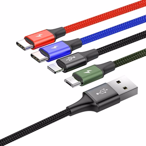 Baseus 4in1 USB-kaapeli Lightning / 2x USB Type C / micro USB nailonpunoksella 3.5A 1,2 m musta (CA1T4-B01)
