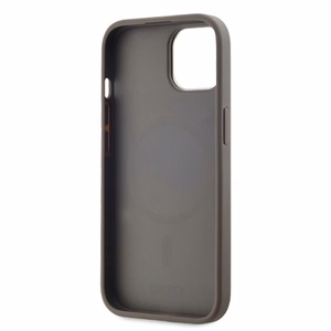 DKNY Leather Checkered Mono Pattern MagSafe iPhone 15 Case - Beige