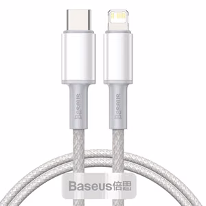 Baseus High Density Braided USB-C - Lightning kaapeli PD 20W 1 m (valkoinen) CATLGD-02