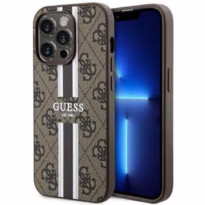 Guess GUHMP14LP4RPSW iPhone 14 Pro 6.1 ruskea/ruskea suojakuori 4G Printed Stripes MagSafe