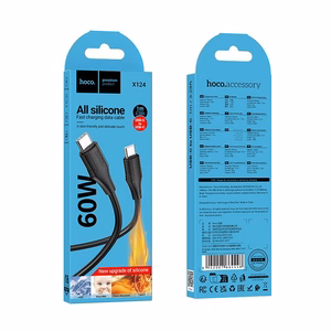 Hoco silikoninen USB-C - USB-C -kaapeli 3A 60W 1 m X124 - musta