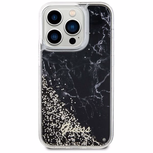 Guess GUHCP14LLCSGSGK iPhone 14 Pro 6.1" musta/musta hardcase Liquid Glitter Marble
