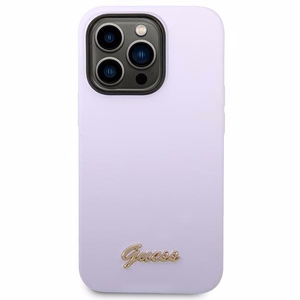Guess GUHCP14XSLSMU iPhone 14 Pro Max 6.7" violetti / violetti kova kotelo Silikoni Vintage Gold Logo