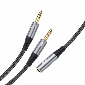 Cable AUX 2in1 Jack 3,5 mm (female) to 2 x Jack 3,5 mm (male) Hoco 0,25 m UPA21 metal gray