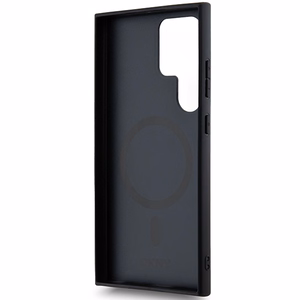 DKNY Nahkainen Pattern Metal Logo MagSafe Suojakuori Samsung Galaxy S24 Ultra:lle - Musta