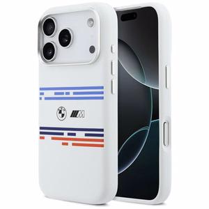 BMW M Silicon Horizontal Line MagSafe Suojakuori iPhone 17 Prolle - Valkoinen