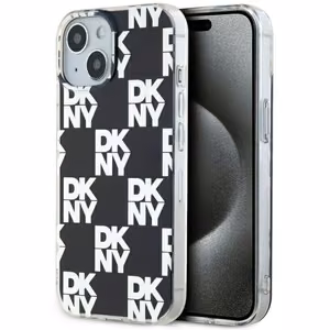 DKNY IML Ruudullinen Mono-kuvio Suojakuori iPhone 15 Plus / 14 Plus:lle - musta