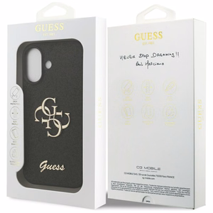 Guess Fixed Glitter Big 4G Suojakuori iPhone 17:lle - musta