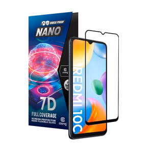 Crong 7D Nano Flexible Glass 9H koko näytön peittävä hybridinäytönsuoja Xiaomi Redmi 10C -laitteelle