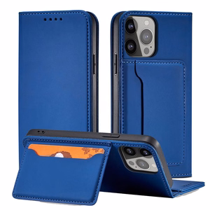 Magnet Card Suojakuori Samsung Galaxy S23+:lle - läppäkuori lompakko jalusta sininen