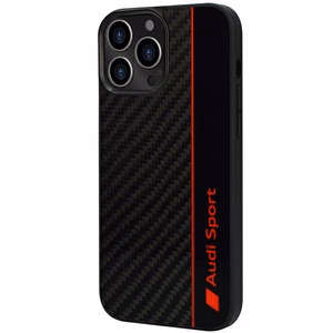 Audi Carbon Fiber Stripe Suojakuori iPhone 13 Pro / 13 6.1 musta/musta kova kuori AUS-TPUPCIP13P-R8/D1-BK