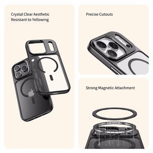 Rock Guard Lens Protection Series Magneettinen Suojakuori Iphone 17 Pro:lle läpinäkyvä-musta
