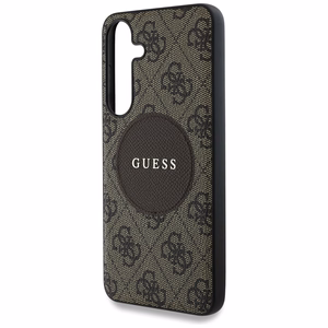 Guess 4G Round Patch Classic Logo MagSafe Suojakuori Samsung Galaxy S25 Plus:lle ruskea