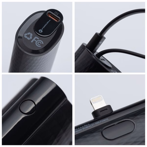 Ulkoinen akku Forcell F-Energy Power Plug F5K3 PD 20W 5000 mAh sisäänrakennetulla Lightning-liittimellä musta