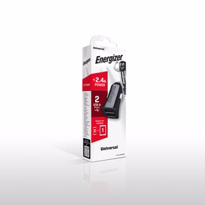 Energizer Classic D12 autolaturi, 2 × USB-A, 12 W / 2,4 A, musta