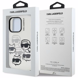 Karl Lagerfeld IML Multi K&C Head -kuvioinen suojakuori iPhone 16 Pro Max - läpinäkyvä