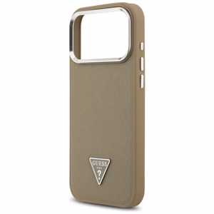 Guess Grained Triangle Logo MagSafe -kuori iPhone 17 Pro Max ruskea