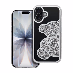 Suojakuori iPhone 17:lle Teddy Bear hopeinen