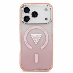 GUESS magneettinen suojakuori iPhone 17 Pro MagSafe-yhteensopiva GUHMP17LHGTMLCGP (IML Gradient kolmiologolla) pinkki
