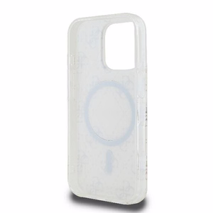 Guess IML 4G Background MagSafe Suojakuori iPhone 16 Pro:lle - valkoinen